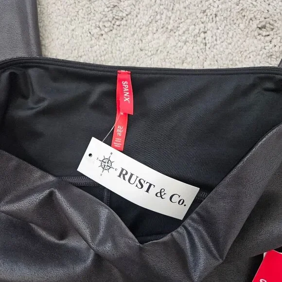 NWT Spanx | Matte Black Faux Leather Leggings 2437, Womens XL - Picture 9 of 9